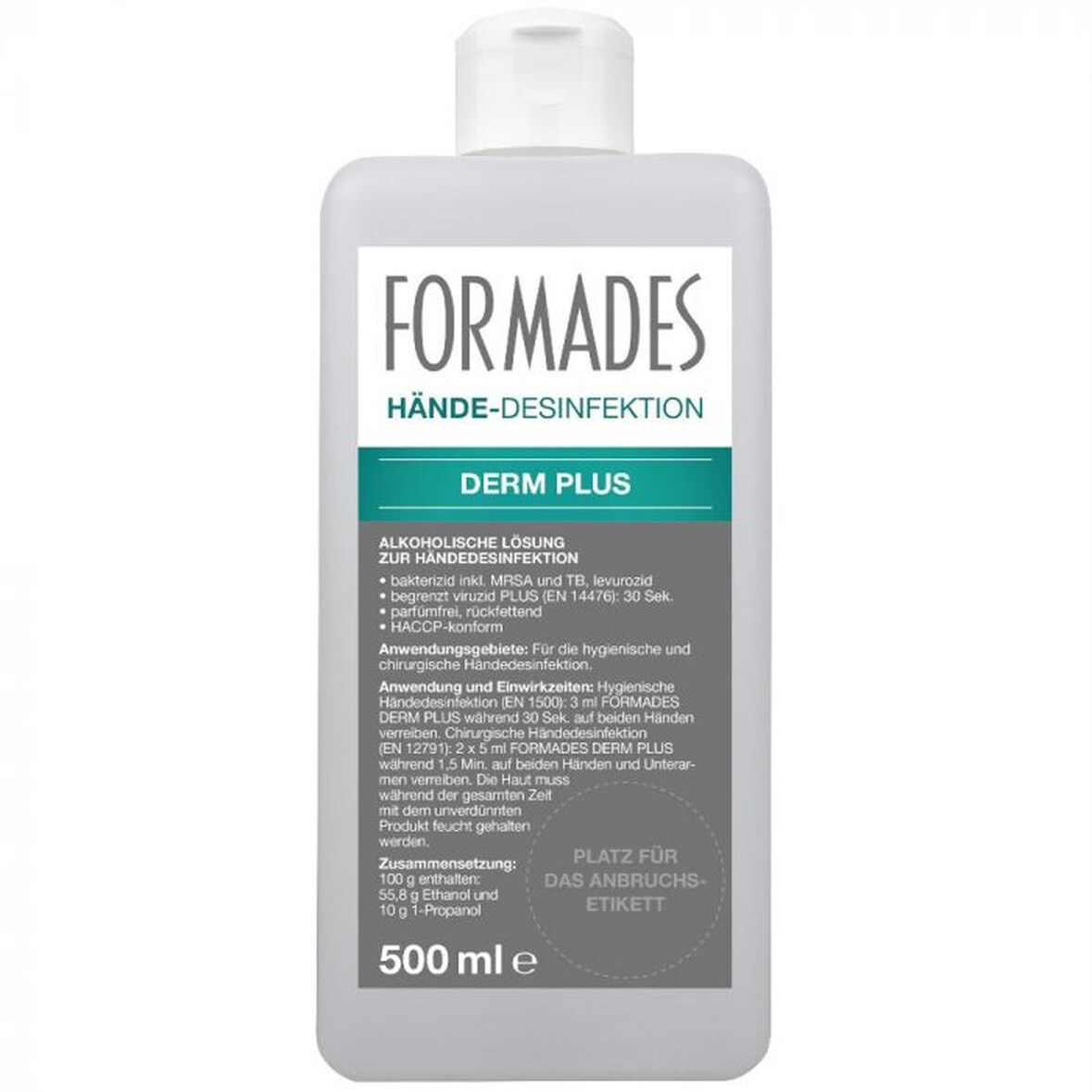 FORMADES Händedesinfektion Derm Plus - 10 x 500 ml - Euroflaschen