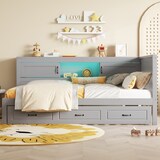 thumbnail of Schlafsofa 90x200 mit LED-Beleuchtung, Ausziehbar, Steckdose, USB-Anschlüssen, Grau – Multifunktional mit Stauraum und Komfort