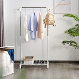 thumbnail of Perchero Estándar de Ropa Ajustable Portátil Ruedas 68,5x42x87-145 cm Blanco Plata