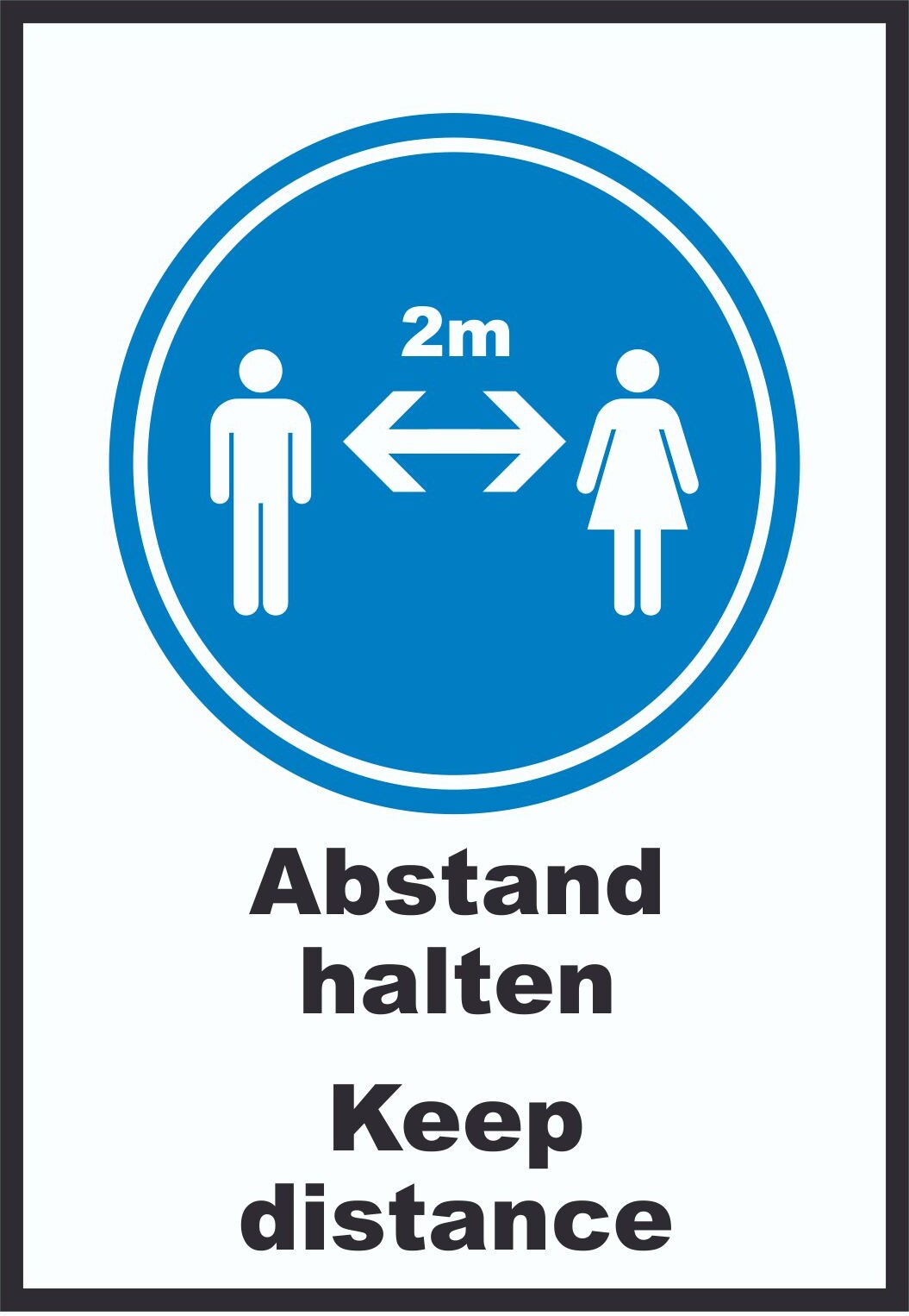 Abstand halten Keep distance Symbol und Text Schild A1 (594x841mm)