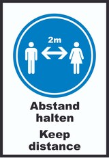 thumbnail of Abstand halten Keep distance Symbol und Text Schild A1 (594x841mm)