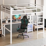 thumbnail of Hochbett 140x200 cm aus Eisenrahmen mit Schreibtisch und Steckdose – funktionales Design und hohe Sicherheit Weiß