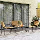 thumbnail of Outsunny conjunto jardín exterior de ratán resistente a la intemperie con 2 sillones sofá de 2 plazas y mesa de tablero de vidrio templado natural