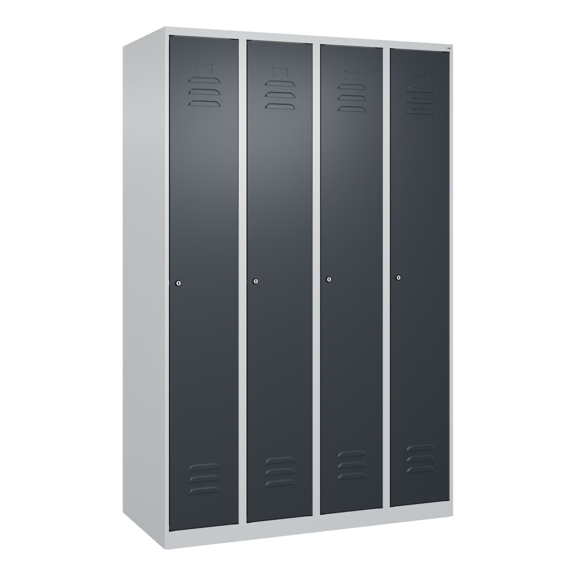 C+P Spind Classic PLUS, 4 Abteile, HxBxT 185x120x50cm, Zylinderschloss, Hellgrau/Anthrazit von PROREGAL