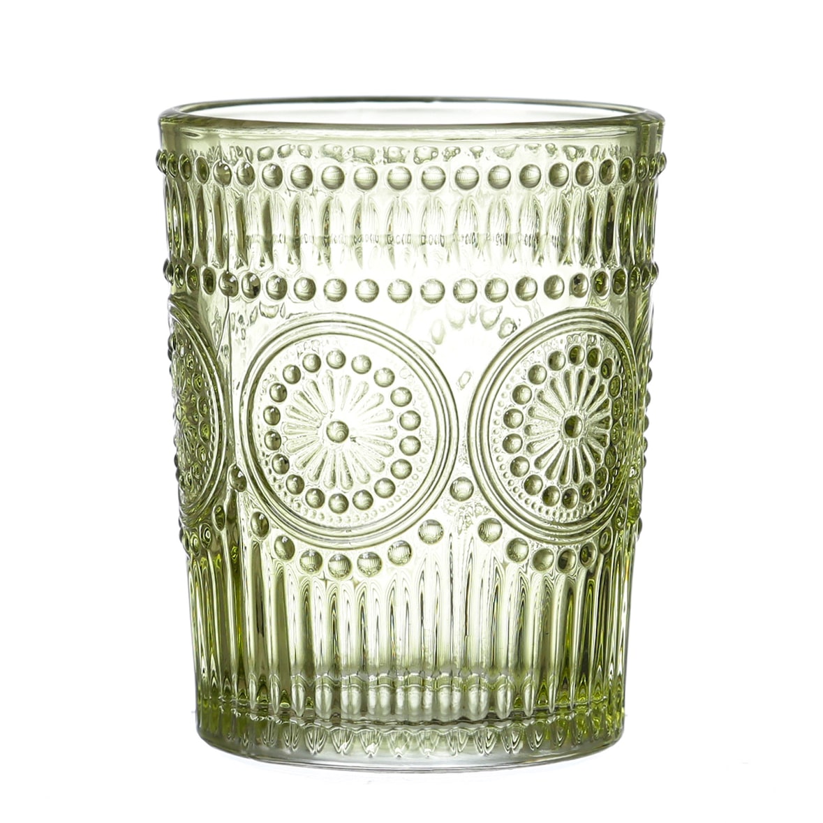 Trinkglas grün 280ml Wasserglas Saftglas Vintage Boho Blumenmuster