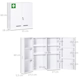thumbnail of kleankin botiquín de pared de acero de primero auxilios botiquín para medicinas de 3 niveles con cerradura y 2 llaves para cocina 55x18x60 cm blanco