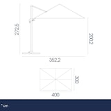 thumbnail of BLUES - Parasol de Jardín Excentrico 3x4 Orientable a 360°-Estructura de Aluminio Blanco Inclinable y Retráctil Brazo lateral - Chimenea Cortaviento