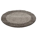 thumbnail of Teppich Wohnzimmer Hochflor Bordüre Weich Flauschig Waschbar Strapazierfähig Schlafzimmer Rund Taupe 160x160 cm – RHEIN von Kadima Design