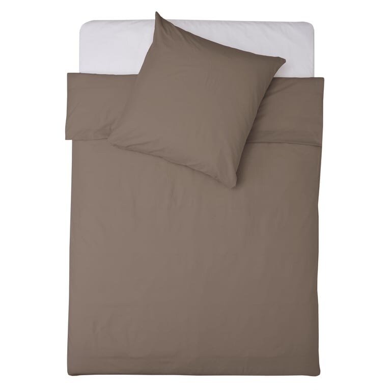 LUMALAND Premium Bettwäsche Everyday - Ganzjahres Bettbezug 155x200 cm & Kissenbezug 80x80 cm - Taupe