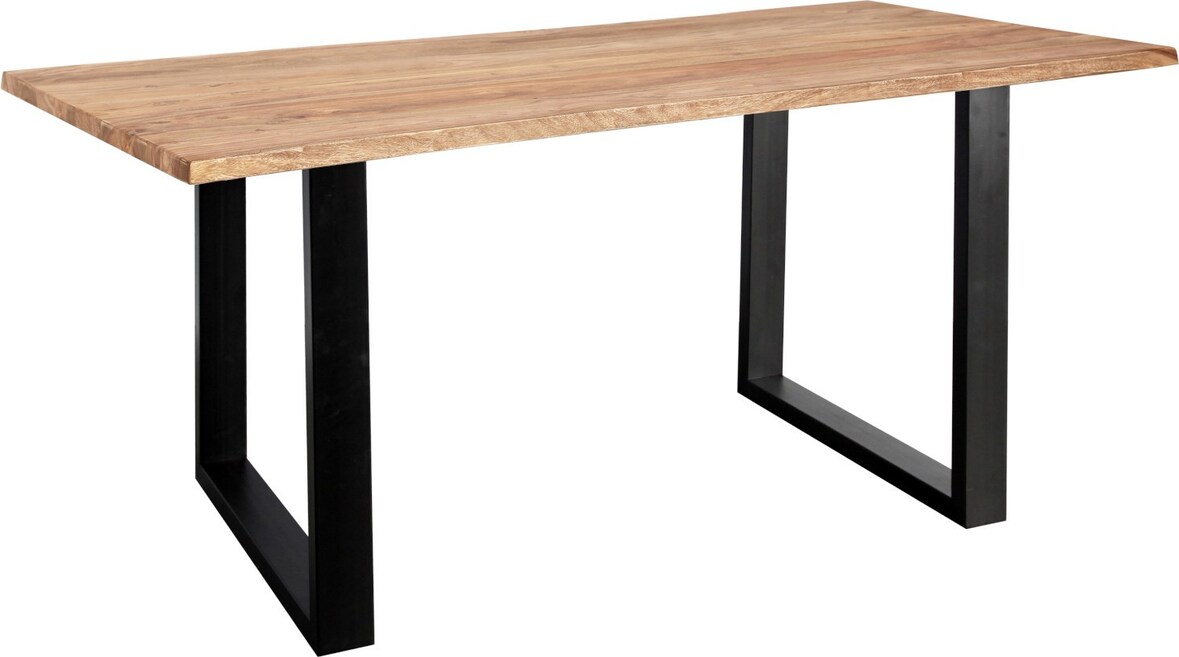 Baumkante Esstisch Sheesham naturbelassen 220 x 100 schwarz MAREK