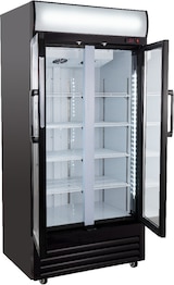 thumbnail of GastroHero Getränkekühlschrank ECO 630 mit Leuchtaufsatz, 2 Klapptüren, schwarz, LED-Innenbeleuchtung