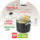 thumbnail of Mamù-Topf mit zwei Griffen und zwei Körben mit Glasdeckel ⌀ 22 cm, hergestellt in Italien aus kratzfestem, antihaftbeschichtetem Aluminium