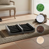 thumbnail of Relaxdays Schuhabstreifer mit Bürsten, rutschfester Boden, Holz, Schuhabtreter außen, Schuhschmutzbürste, grau/schwarz
