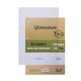 thumbnail of Recambios de papel A4 100 hojas 90g Liso UniNature