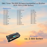 thumbnail of D&C Toner TN-2005 Schwarz kompatibel zu Brother DCP-7010 (2.500 Seiten)
