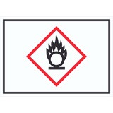 thumbnail of Schild Entzündend wirkend Symbol Flamme Brandfördernd A4 Rückseite selbstklebend