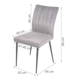thumbnail of Set di 6 sedie da pranzo HWC-K16, sedia da cucina, metallo vellutato ~ grigio scuro
