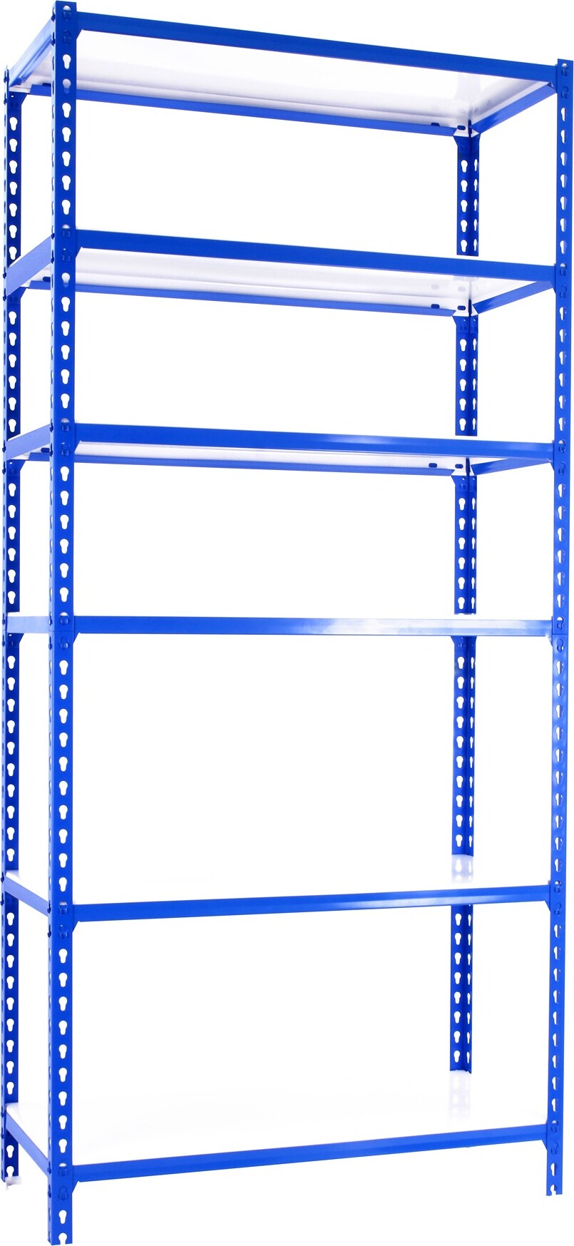 SimonRack Estantería Metálica, 2500x1100x400 mm, 6 Alturas, Bandeja Metal, 200 kg de Punto Flexión, Azul/Blanco - Simonclick