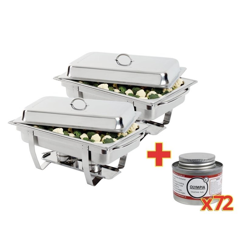 SONDERANGEBOT 2 x Milan Chafing-Dish mit 72 x flüssige Brennpaste