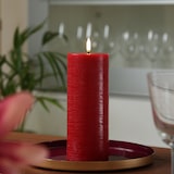 thumbnail of LED Kerze PIA Uyuni Rustik-Optik Echtwachs rot Timer H: 20cm bis 1000Std.