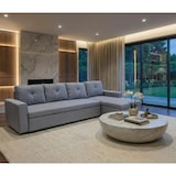 thumbnail of Ecksofa mit Bettkasten HWC-L16, Couch Sofa L-Form, Liegefläche rechts Nosagfederung Stoff/Textil 290cm ~ grau