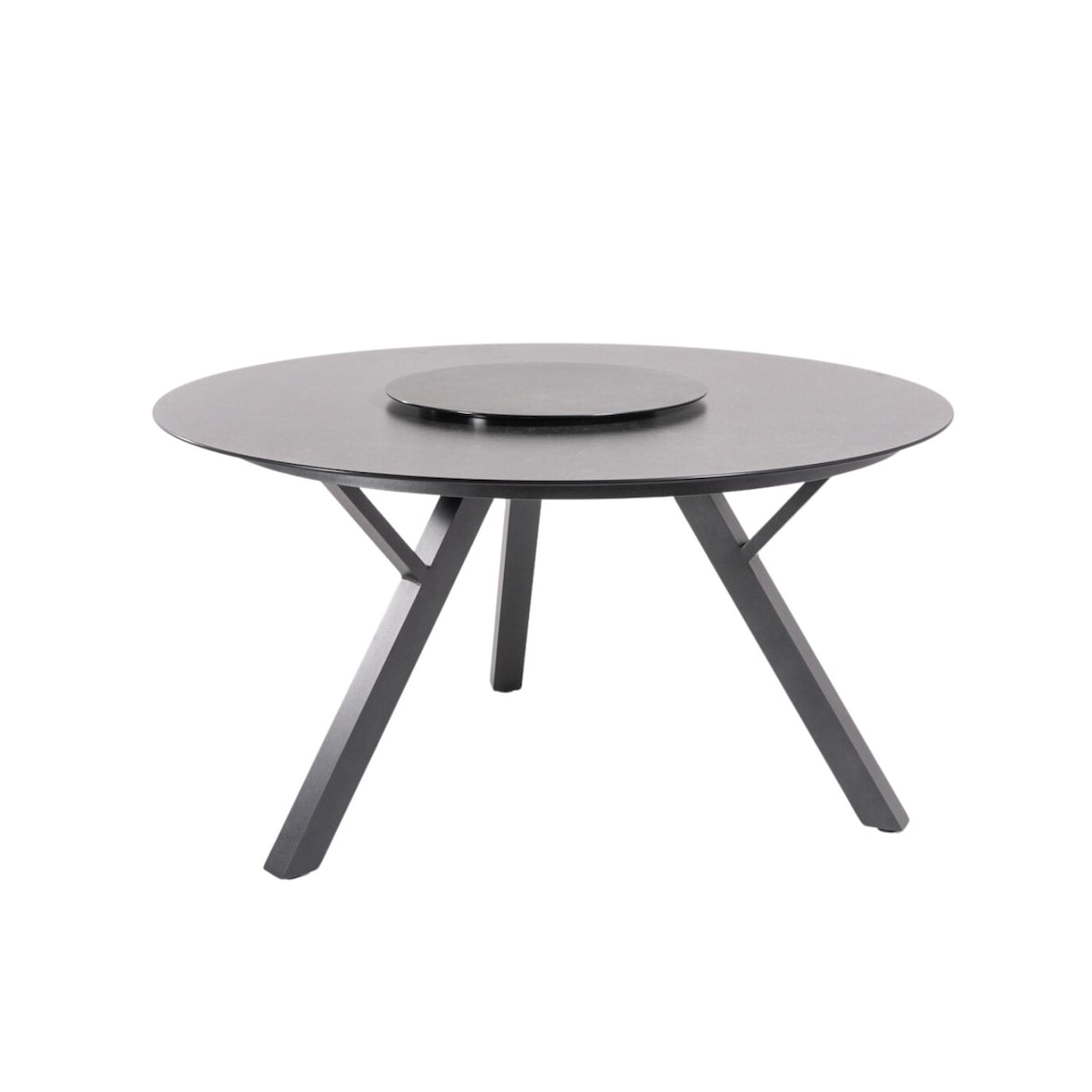 Mesa de exterior, Redonda, Alumínio, Cor Antracite, Mesa: 135 cm de diâmetro