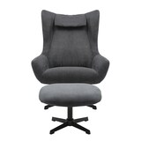 thumbnail of SalesFever Sessel und Hocker Set | mit Drehfunktion | Bezug Cord-Stoff | Beine Metall | B 82 x T 85 x H 106 cm | grau – schwarz