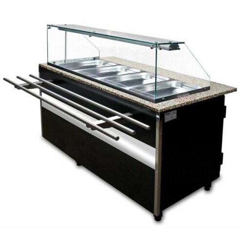 Gastro Heiße Theke Bain Marie Warmvitrine 2x1/1 , 1x 2/4 GN 1000x900x1250 mm