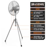 thumbnail of Brandson Standventilator 45 cm mit 3 Geschwindigkeiten, Ventilator mit Dreibein-Stativ, 60 Watt, oszillierend, Silber/Edelstahl