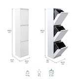 thumbnail of ARREGUI Basic CR301-B Recycling Abfalleimer / Mülleimer aus Stahl mit 3 Inneneimern, 3 Fach Mülltrennsystem, 3 x 17L (51L), weiß