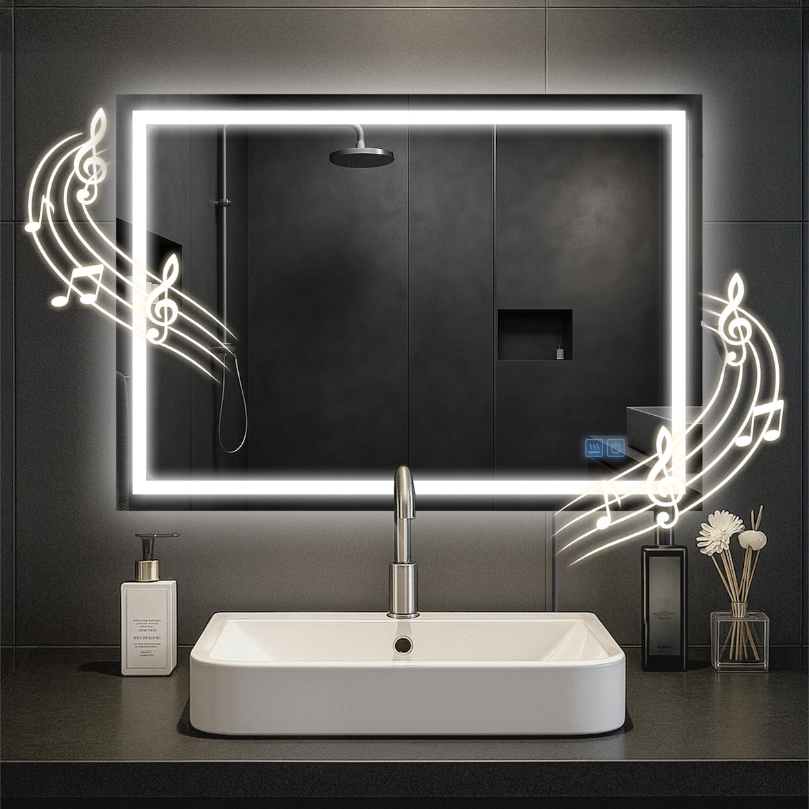 Specchio da bagno Jaffrey con Bluetooth 50x70 cm
