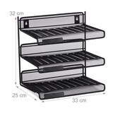 thumbnail of Relaxdays Briefablage Metall, 3 Fächer zum Beschriften, A4, Büro & Arbeitszimmer, Wandmontage, HBT 32x33x25 cm, schwarz