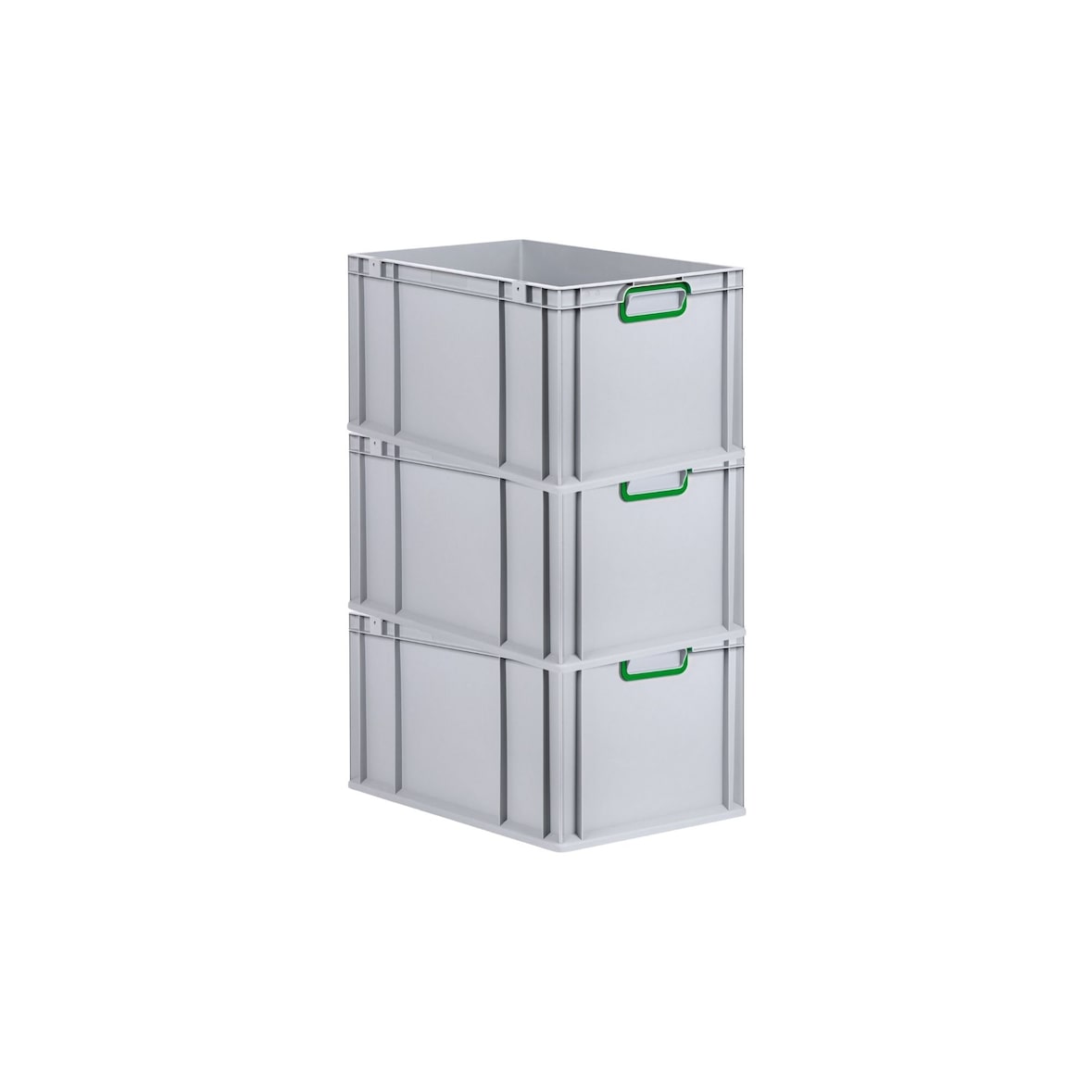 PROREGAL 3x Eurobox NextGen Color | HxBxT 22x40x60cm | 65 Liter | Griffe grün geschlossen | Verstärkter Boden | Eurobehälter