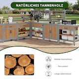 thumbnail of Merax Outdoor Küchenschrank L-Form, wetterfest, mit Spüle & Wasserhahn, Edelstahl-Arbeitsplatte, BBQ Grillstation mit Stauraum & Flaschenöffner, Grau