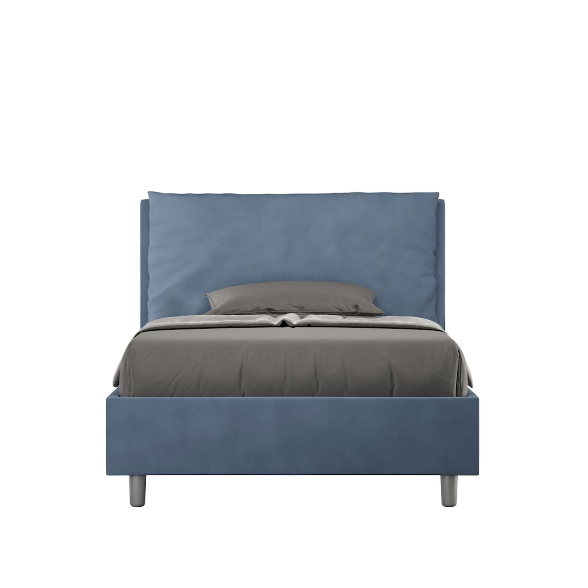 Letto una piazza e mezza contenitore imbottito 130x190 microfibra blu Antea Large
