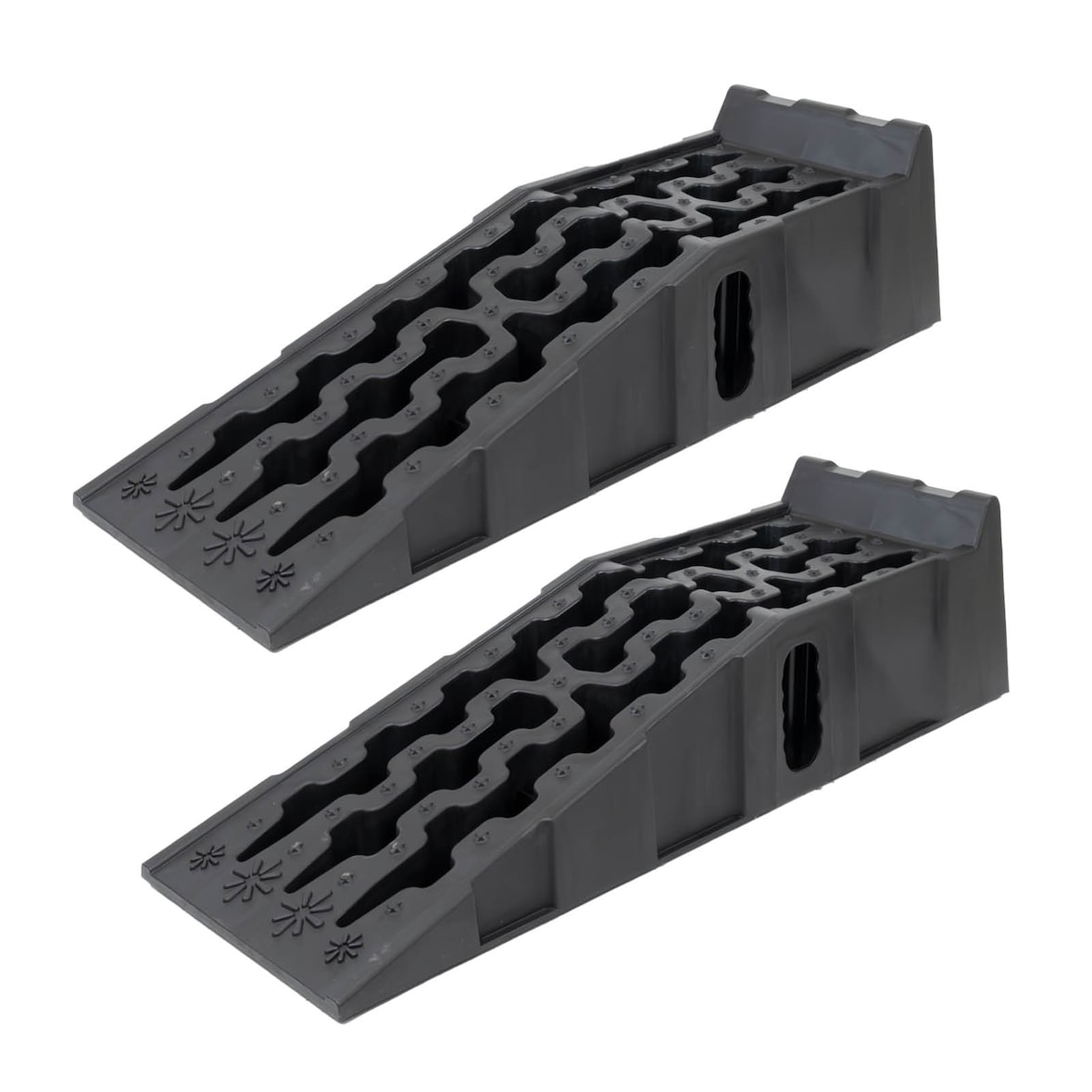 2x Auffahrrampe mit Überfahrstopper 90 x 28 x 22 cm 5 t Traglast Kunststoff Auffahrkeil Wohnmobil