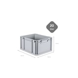 thumbnail of PROREGAL SuperSparSet 8x Eurobox NextGen Grip mit Auflagedeckel & 4 roten Verschlüssen, HxBxT 22x30x40cm, 20L, Grau, Griffe zu, Eurobehälter