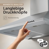 thumbnail of A+++ Dunstabzugshaube 60cm Umluft & Abluft mit 410 m³/h Luftleistung, Abzugshaube mit 2 Aktivkohlefiltern, 2 Fettfiltern, 3 Leistungsstufen