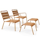thumbnail of Oviala Set van 2 karamelkleurige metalen relaxfauteuils met voetensteun