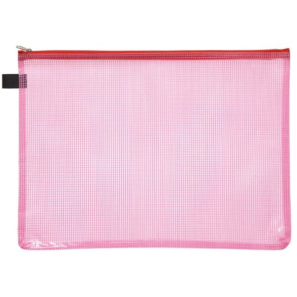 Kleinkrambeutel A5 transparent rot mit farbigem Reißverschluss