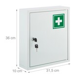 thumbnail of Relaxdays Medizinschrank, abschließbarer Apothekerschrank, für Medikamente, HxBxT: 36 x 31,5 x 10 cm, hängend, weiß/grün