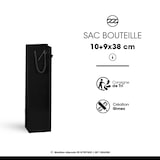 thumbnail of Bolsa para 1 botella de papel laminado negro con asas de cordón por 200 - Gimex