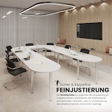 thumbnail of bümö Konferenztisch Kreis-Form 160x160 cm großer Besprechungstisch rund in Buche, Besprechungstisch mit Chromfüßen, Meetingtisch für 4 Personen,