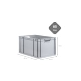 thumbnail of PROREGAL 10x Eurobox NextGen Grip mit Scharnierdeckel & schwarzen Verschlüssen | HxBxT 32x40x60cm | 65 Liter | Griffe offen | Verstärkter Boden