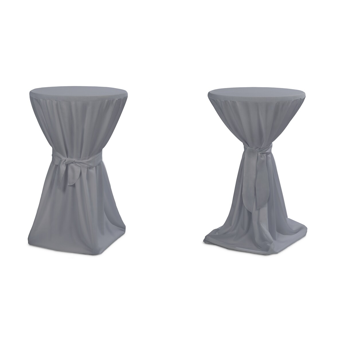 TexDeko Stehtischhusse Premium Grau Ø 100cm mit Schleifenband