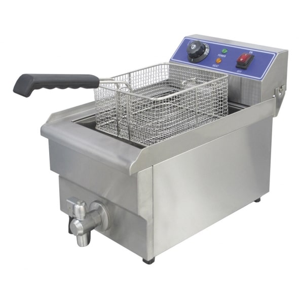 Freidora Eléctrica Industrial para Restaurante 8 litros y 3 KW serie ECO con grifo de vaciado