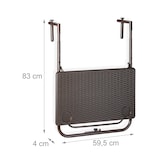 thumbnail of Relaxdays Balkonhängetisch klappbar, 3-fach höhenverstellbar, Rattan-Optik, wetterfest, Tisch BxT 59,5 x 36 cm, braun