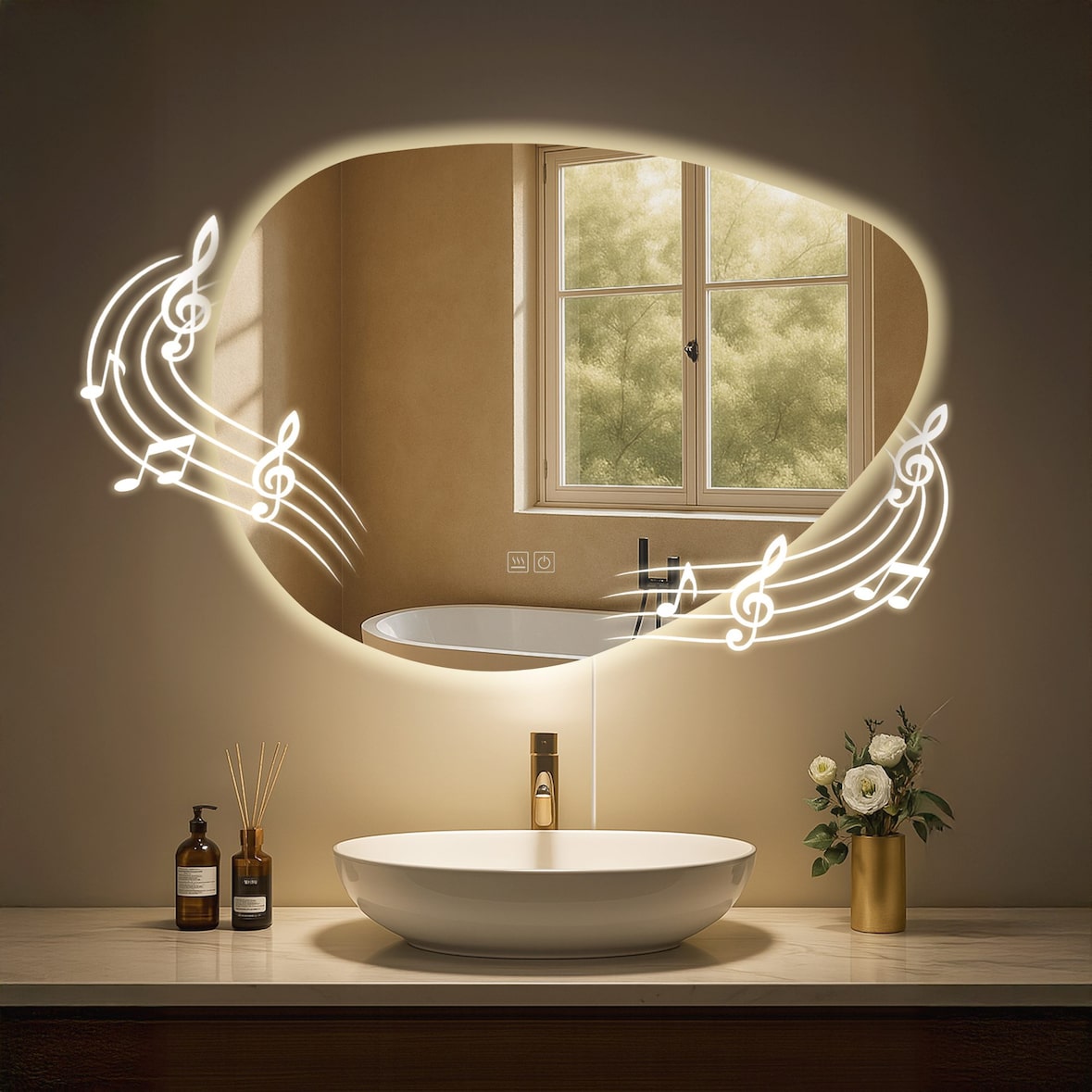 Miroir de salle de bain Almafie avec Bluetooth