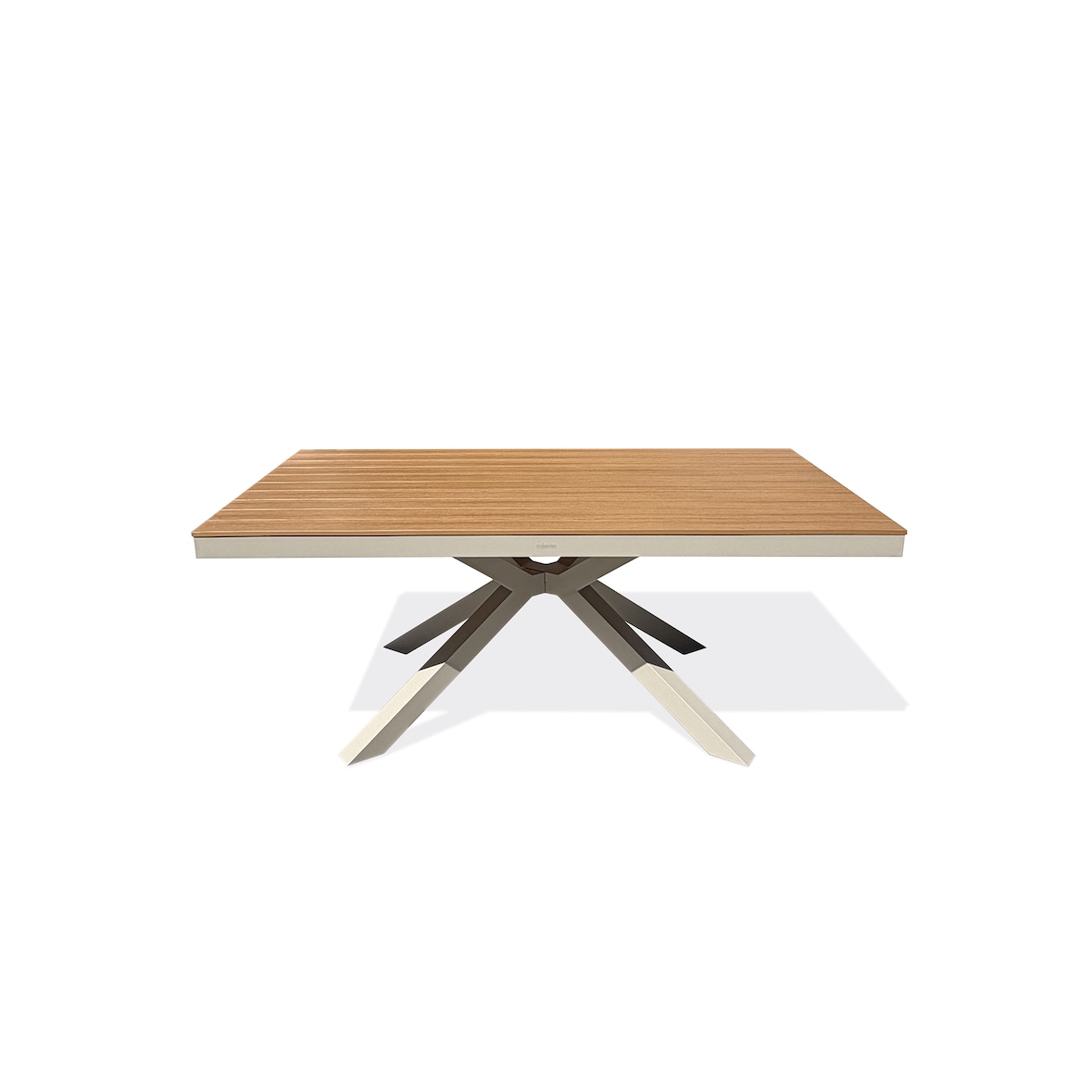 Gartentisch aus beigefarbenem Aluminium mit Tischplatte aus Polywood in Holzoptik (180 x 100 cm) - LAMU