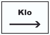 thumbnail of Klo Schild mit Text und Richtungspfeil rechts WC Toilette waagerecht A5 Rückseite selbstklebend